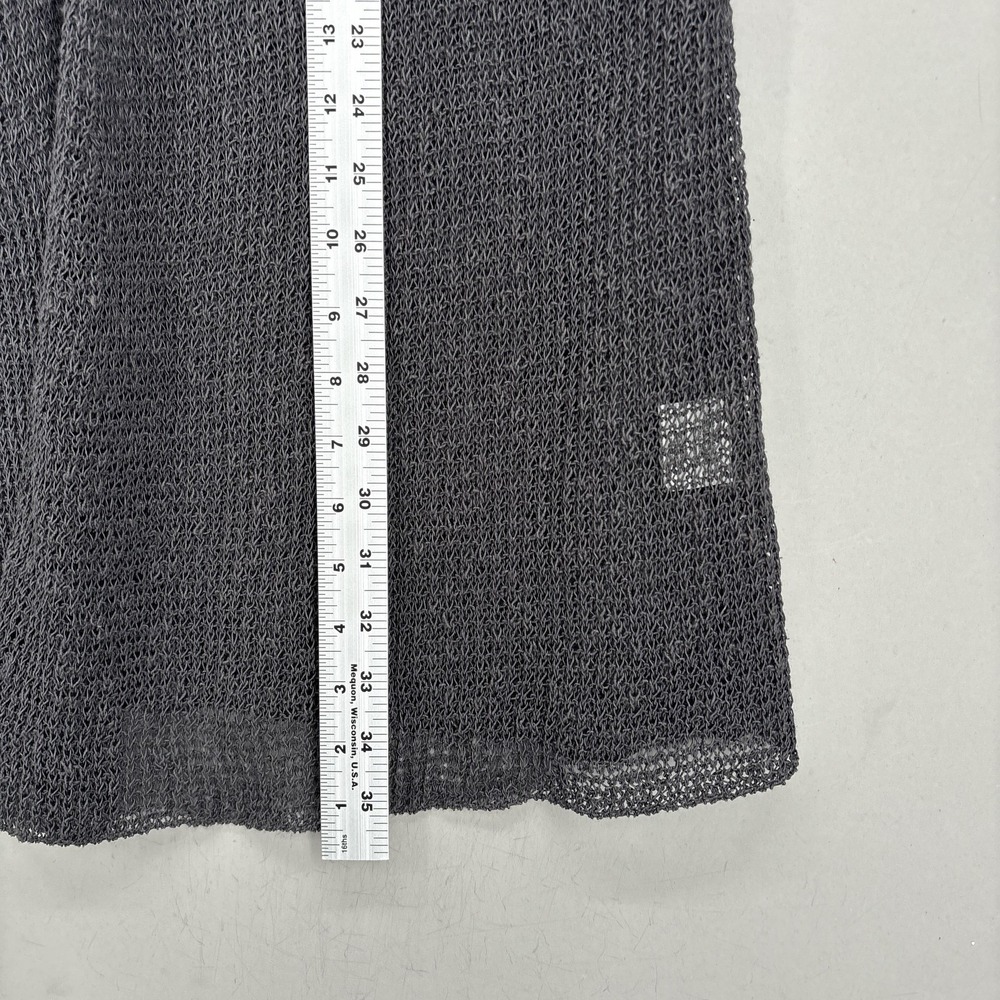 Eileen Fisher Cardigan XL Gray Linen Blend Open Stitch Knit Chain Lightweight - Picture 7 of 9